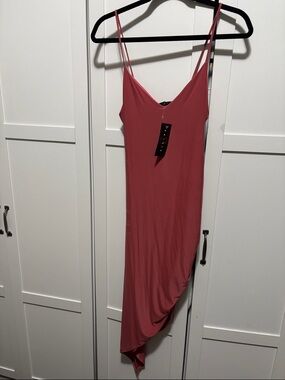 Asymmetrical Slip Dress in Dusty Rose